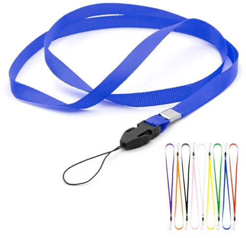 CKB LTD einfarbige Schlaufen-Lanyards, Umhängeband mit Kordelclip, Fitnessstudio-Schlüssel, Ausweishüllen, USB-Flash-Laufwerk, Schlüssel und kleine elektronische Geräte, Packung mit 500 Stk-Blau