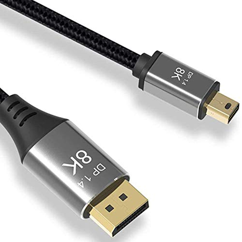 CableDeconn Mini DP zu DisplayPort 8K-Kabel 1m 8K@60Hz 4K@144Hz DisplayPort 1.4 Bidirektionales Getriebe Mini Display Port Kompatibel mit Macbook Pro Surface Pro