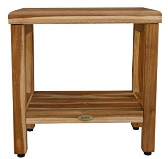 EcoDecors Eleganto Duschhocker, Teakholz, Holz, Natürlich, 18Lx14.75Wx18.5T
