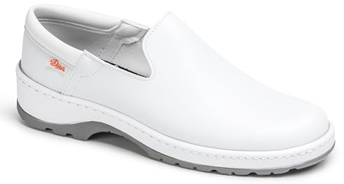 DIAN - Marsella Blanco 36, Zapato de Trabajo para Sanidad y Hosteleria, Zapato Laboral Unisex, Plantilla Acolchada Antibacteriana, Transpirable, Antirozaduras, Suela Antideslizante y Antiestática.