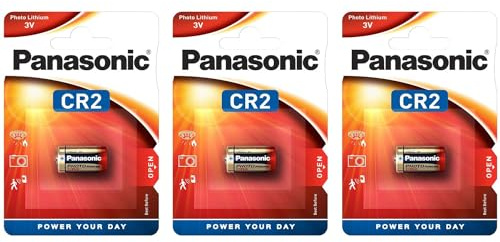 PANASONIC - Lote de 3 ampollas de 1 pila fotográfica CR2 de litio - 3 V