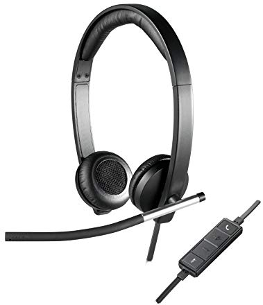 Logitech H650e Kopfhörer mit Mikrofon, Stereo-Headset, Rauschunterdrückung, Lautstärkeregelung und Stummschaltung am Kabel, LED-Anzeige, USB-Anschluss, PC/Mac/Laptop - Schwarz