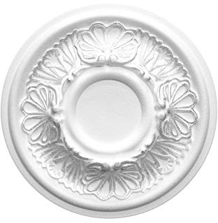 MARBET DESIGN Stuckrosette R-17 Ø 28cm EPS Styropor - Deckenrosette, Zierelement, Stuck (silber) Wandekoration Schlafzimmer Lampe Rosette rund