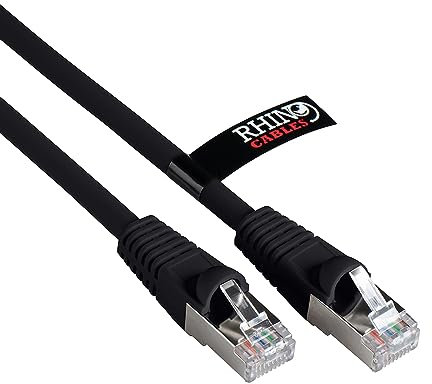 rhinocables CAT 6a Ethernet Cable | 10Gbps S/FT High-Speed & Large Bandwidth Data Transfer | Reliable LAN Network RJ45 Cable | Wi-Fi Broadband Cable for Seamless Gaming & Streaming (1m, Black)