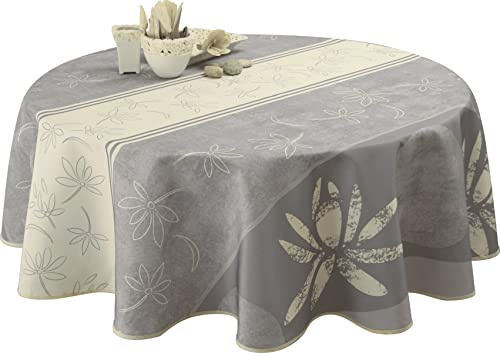 Le linge de Jules Tischdecke Fleckabweisende Lotus Ecru - Rund 160 cm