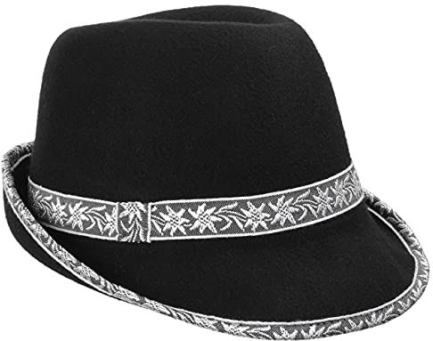 Hutshopping Wollfilzhut Herren Trachtenhut mit Edelweiß-Band Almhut Herrenhut (61 cm - grau)