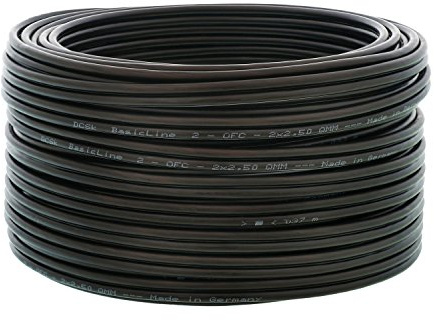 DCSk 20m - 2x2,5mm² Lautsprecherkabel schwarz - OFC Kupferkabel für HiFi Audio - 99,99% Voll-Kupfer Boxenkabel mit Isolierung