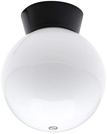 LITECRAFT Lancaster Ceiling Light Outdoor Fitting with White Globe Shade - Black