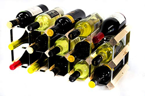 Classic 15 Bottle Pine Wood and Galvanised Metal Wine Rack