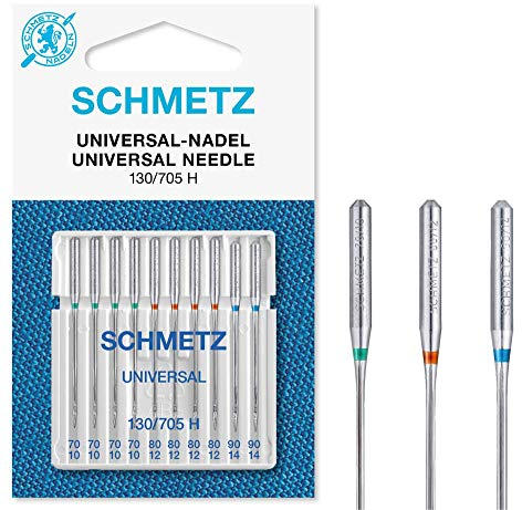 SCHMETZ | 10 Agujas para máquinas de coser | Universal | 130/705 H | Grosor 70/10-90/14