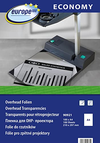 AVERY Zweckform 90921 Overheadfolie (100 Blatt im Format DIN A4, für Laserdrucker und Kopierer, beste Tonerhaftung) transparent