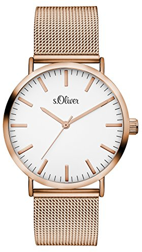 s.Oliver Damen Analog Quarz Armbanduhr mit Edelstahlarmband SO-3146-MQ