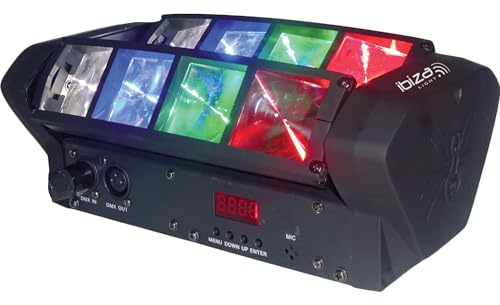 Ibiza Light - Effet Lumières Mini-Spider LED8-MINI à LEDS 8x3 W RGBW DMX - Soirées Fête Animation DJ Professionnels