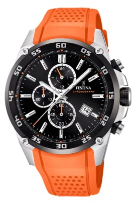 Festina Unisex Erwachsene Chronograph Quarz Uhr mit Leder Armband F20330/4