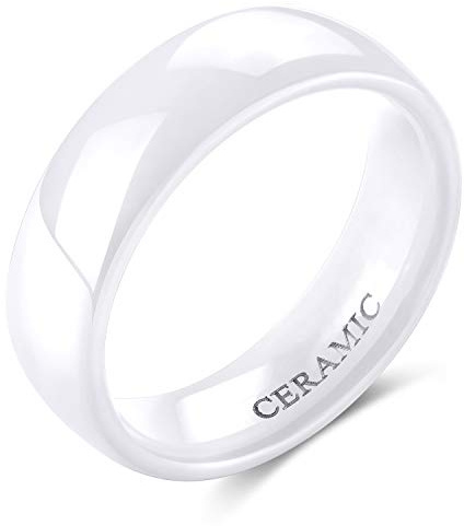 SOMEN TUNGSTEN 2mm 4mm 6mm Black/White Ceramic Rings for Men Women Comfort Fit Engagement Wedding Band Size 3-13, Ceramic