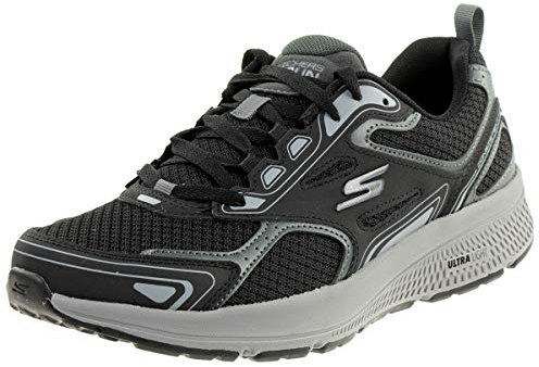 Skechers Men's Go Run Consistent Sneaker, Black Leather Synthetic Gray Trim, 9.5 UK X-Wide