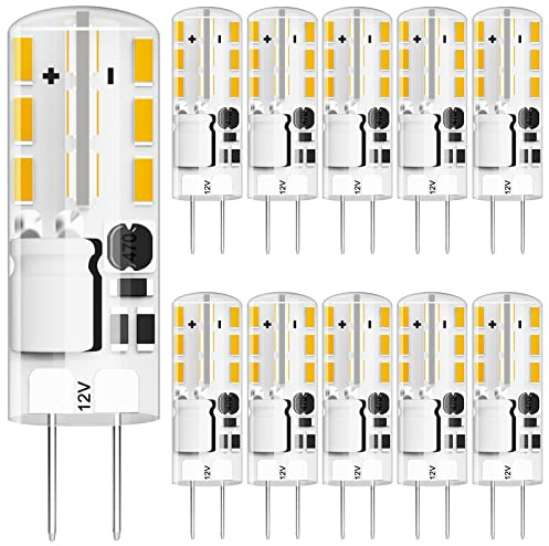 Gaormii G4 LED Bulb JC Type Bi-Pin Base Bulb 1.5W AC/DC 12V 10W T3 Halogen Bulb Replacement for Landscape Lighting, Under Cabinet Puck Light, Chandeliers, Warm White 3000K, 10-Pack