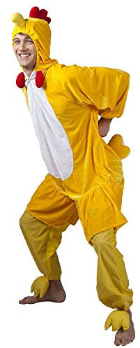 Boland 88174 - Kostüm Huhn, Länge ca. 165 cm, für Teenager und Erwachsene, Plüsch-Overall mit Kapuze, Jumpsuit, Anzug, Henne, Hahn, Tier, Verkleidung, Karneval, Mottoparty