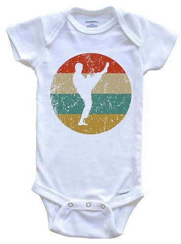 Karate Vintage Retro Martial Arts Circle Icon One Piece Baby Bodysuit, 3-6 Months White