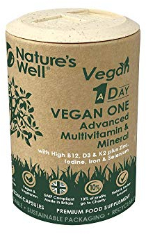 Vegan Multivitamins & Minerals with High Strength B12, D3 & K2, 90 Capsules – UK Made by Nature’s Well, Designed for Vegans & Vegetarians. - Pot
