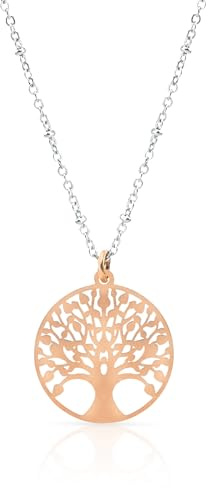 SAGA GIOIELLI® COLLANA DONNA Acciaio inossidabile ALBERO DELLA VITA ROSE'