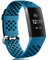 Wepro Band Compatible with Fitbit Charge 4 Bands for Women Men, Compatible with Fitbit Charge 3 Bands, Waterproof Breathable Holes Sport Strap for Charge 4/Charge 3/Charge 3 SE, Small, Slate Blue