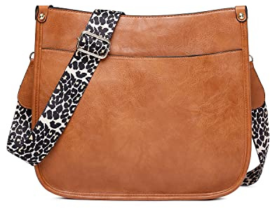 EVEOUT Sac à bandoulière pour femme Cuir PU grande capacité Sac à bandoulière de style simple sac de messager décontracté pour les filles(Marron)