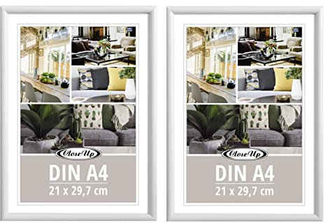 Close Up Bilderrahmen 2er Set DIN A4 (21 x 29,7 cm) | Kunststoff weiÃŸ mit Rückwand und Aufsteller | PVC-Scheibe (unzerbrechlich) Profilbreite 12 mm