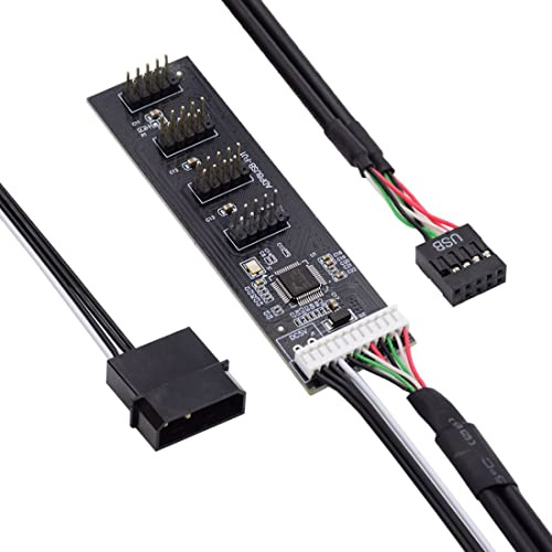 chenyang Adaptateur de câble d'extension multiplicateur de port hub 1 à 4 de 9 broches USB 2.0 avec alimentation IDE 5V