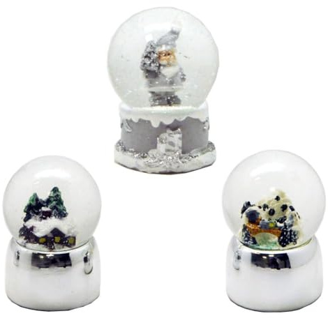 3er Set süße Mini-Schneekugeln Santa Schneehütte Winterlandschaft Weihnachtsmann Durchmesser 45mm * 20311abc