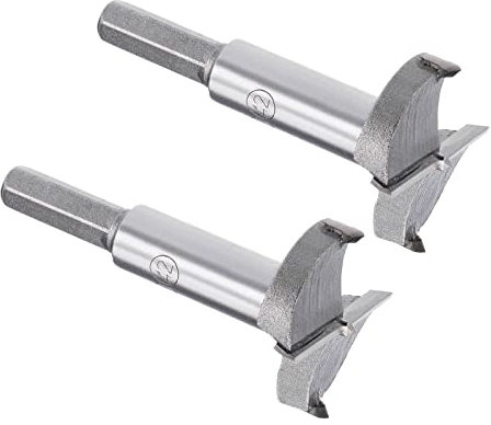 Kozelo 2Stk Forstner Bohreinsätze - [42mm] Tungsten robustmetall Bohreröffner für Holz Möbel Scharnier Holzbearbeitung Verwendung Sechskant Schaft Grau