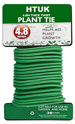 HTUK Garden Plant Tie 4.8m Soft Twist Garden Ties For Plants Garden Wire For Climbing Plants Tree Ties Plant Ties For Climbing Plants, Shrubs, Trees & Plants Garden Twist Tie Garden Cable Ties