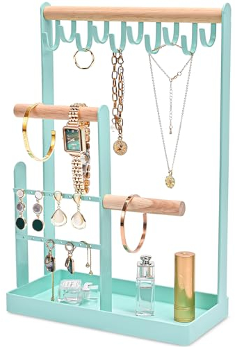 ProCase Portagioie con albero di gioielli, organizzatore per collane, bracciali, anelli – blu