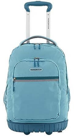 Travelers Club Rolling Backpack, Aqua, 20 Inch with Laptop Compartment