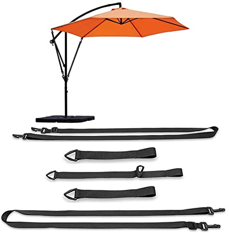 Toveival Correa fija para paraguas grande al aire libre, correas de viento para sombrilla voladiza, protección contra el viento, ajustable, adecuada para la mayoría de sombrillas