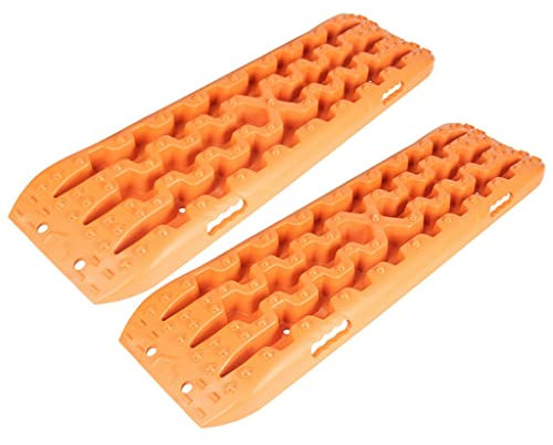 QUNINE Reifen-Traktionsmatte, 2er-Set, tragbare Traktionshilfe für Autos, Notfallgeräte für Offroad-Sand, Schnee, Schlamm, Reifen, Leiter (Farbe: Schwarz) (Orange)