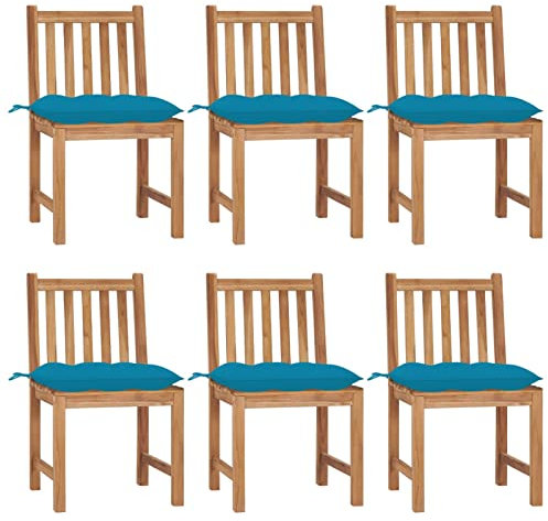 ARKEM Gartenstühle 6 STK. mit Kissen Massivholz Teak Klappbarer Schuhwechselhocker