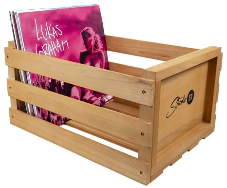 Studio 57 Holz-Vinylschallplatten-Aufbewahrungskiste - fasst 130-140 Schallplatten - Sperrholzkonstruktion - einfache Montage