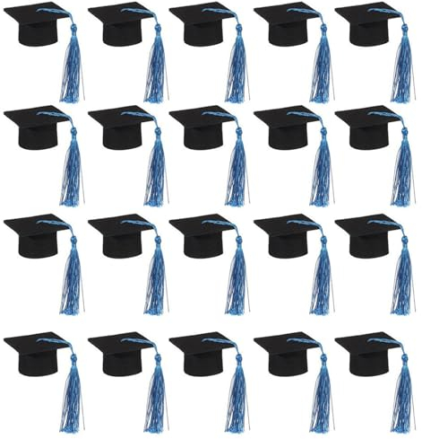Somerway Mini cappello di laurea decorazione bottiglia feltro bomboniera addio al celibato Certo ecco un titolo del prodotto per l'elenco con nappe 20 pz celebrazioni vino topper blu taglia unica