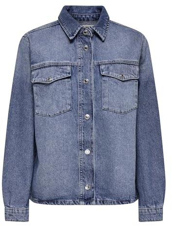 Only Camisa Vaquera para Mujer, Medio De Mezclilla Azul, L