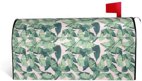 Housse de boîte aux lettres verte avec feuilles de palmier rouge pour jardin, extérieur, cour, toutes saisons