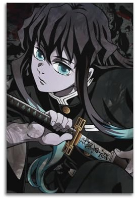 VZRSQZK Anime-Poster, Motiv: Dämonentöter Muichiro, dekoratives Gemälde, Leinwand, Wandposter und Kunstdruck, moderne Familienschlafzimmer-Dekoration, Poster, 20 x 30 cm