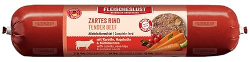 Fleischeslust Zartes Rind mit Karotte, Hagebutte & Kürbiskernen Wurst (1 x 400 Gramm)