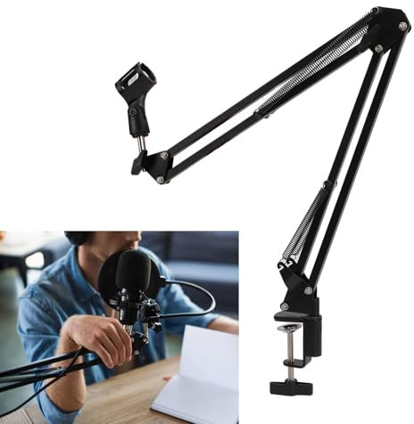 Support de Bras de Microphone Réglable, Bras de Flèche de Micro Robuste en Acier avec Ressorts de Suspension, Pince de Bureau pour la Diffusion D'enregistrement en Studio