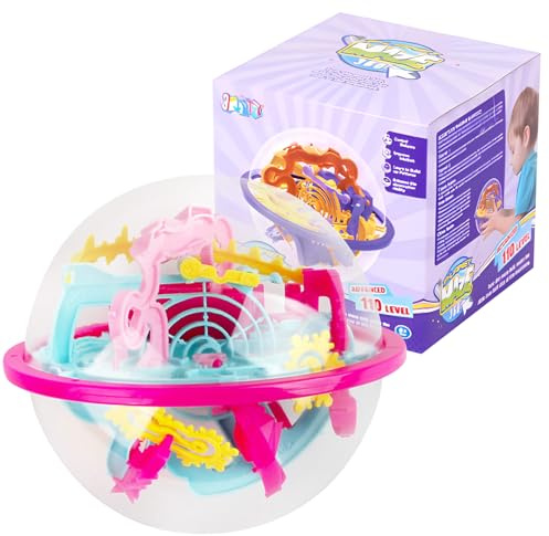 Jurcicat 3D-Kugel Labyrinth 3D Labyrinth Ball für Kinder, 110 Hindernisse, 6 Jahre und mehr, Geschenke für Kinder, Labyrinth Ball, Geschicklichkeitsspiel