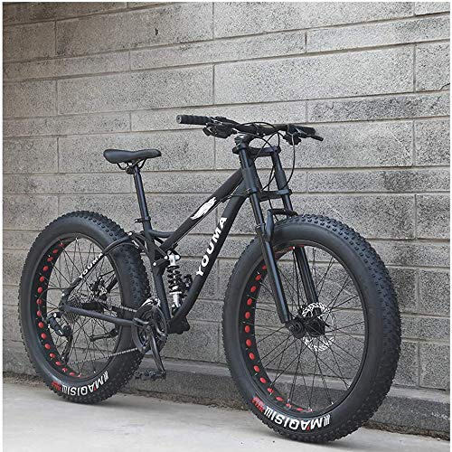 UIGJIOG 26-Zoll-Mountainbikes, Erwachsene Jungen Mädchen Fat Tire Mountain Trail Fahrrad, Doppelscheibenbremse Fahrrad, High-Carbon Stahlrahmen, Anti-Rutsch, 21 Geschwindigkeit