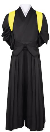 COSDREAMER Kimono japonés Samurai para hombre, uniforme Hakama, traje tradicional de Aikido Kendo para artes marciales, amarillo, XS