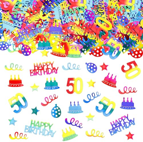 GoldRock Glitzer Konfetti 50 Geburtstag Deko Groß 1,4-5cm,100× Streudeko 50 Geburtstag,Deko 50 Geburtstage Frau Mann,Bunt Tischdeko 50. Geburtstags,Dekoration 50er Geburtstage,Geburtstagsdeko 50 Jahre