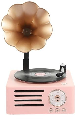 Grammofono vintage con uscita Bluetooth, mini giradischi vintage retrò grammofono giradischi, radio Bluetooth, connessione wireless per casa, ufficio, stanza, decorazione vintage, feste e regali di