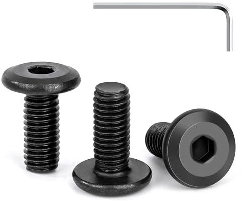 Tunejoy 30 Pezzi Viti a Testa Piatta M5 x 12 mm Nero Vite a Testa Esagonale Bulloni in Acciaio Inox A2 V2A Bulloni per Mobili con Chiavi a Esagono Filettatura Completa